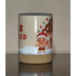 Taza Navidad casa Jengibre base corcho