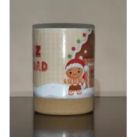 Taza Navidad casa Jengibre base corcho