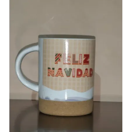 Taza Navidad casa Jengibre base corcho