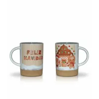 Taza Navidad casa Jengibre base corcho