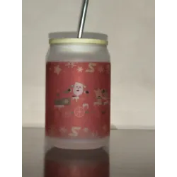 Vaso de Cristal Navideño con Pajita