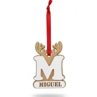 Adorno Navidad Reno con Inicial y Nombre