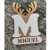 Adorno Navidad Reno con Inicial y Nombre