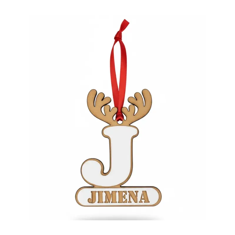 Adorno Navidad Reno con Inicial y Nombre