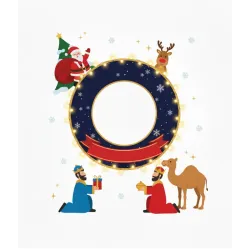 Cojín Navideño Personalizado - Reyes Magos y Papá Noel