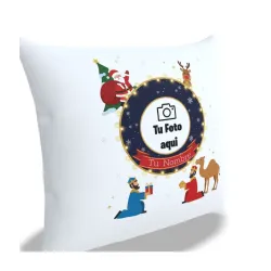 Cojín Navideño Personalizado - Reyes Magos y Papá Noel