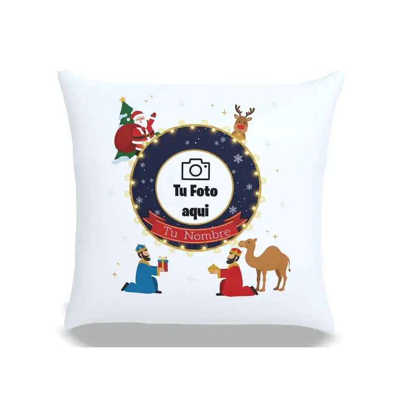 Cojín Navideño Personalizado - Reyes Magos y Papá Noel