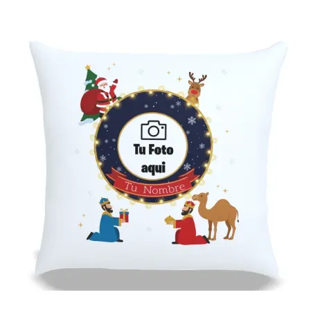 Cojín Navideño Personalizado - Reyes Magos y Papá Noel
