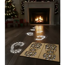Plantilla Huellas Papá Noel Madera