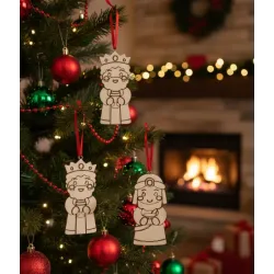 Pack 3 Adornos Reyes Magos Madera