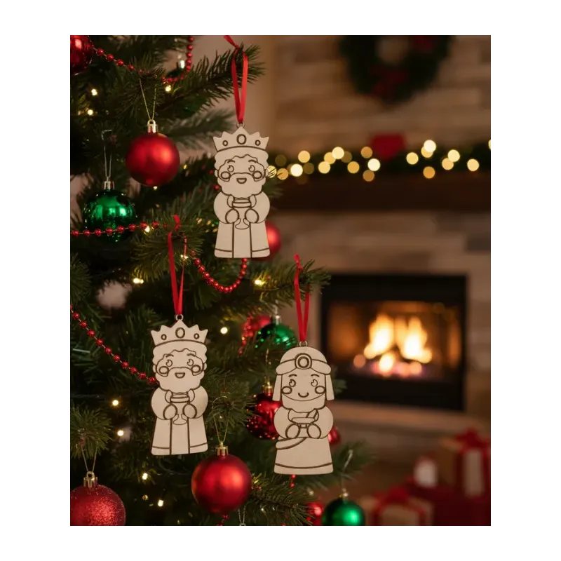 Pack 3 Adornos Reyes Magos Madera