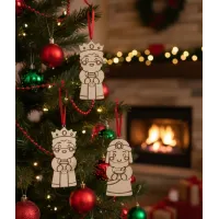 Pack 3 Adornos Reyes Magos Madera