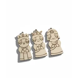 Pack 3 Adornos Reyes Magos Madera