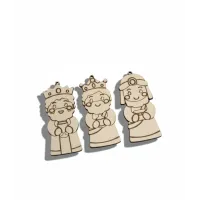 Pack 3 Adornos Reyes Magos Madera