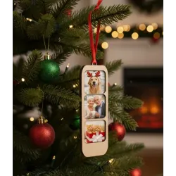Adorno Madera para 3 Fotos Navidad
