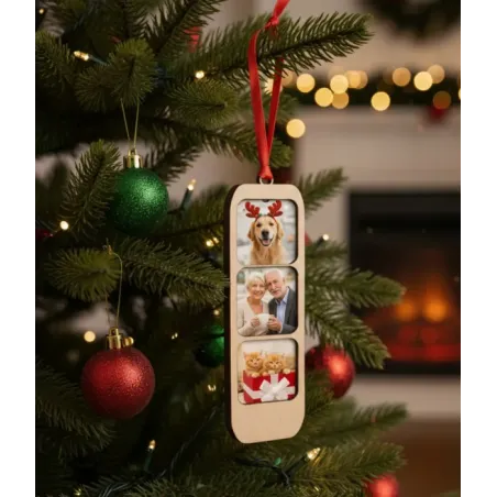 Adorno Madera para 3 Fotos Navidad