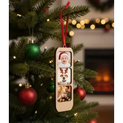 Adorno Madera para 3 Fotos Navidad