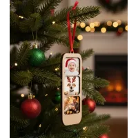 Adorno Madera para 3 Fotos Navidad
