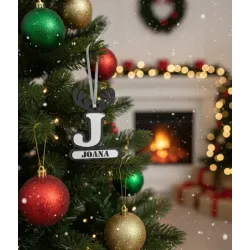 Adorno Reno Personalizado Metacrilato Negro-Plata Espejo