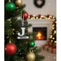 Adorno Reno Personalizado Metacrilato Negro-Plata Espejo