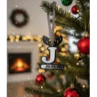 Adorno Reno Personalizado Metacrilato Negro-Plata Espejo