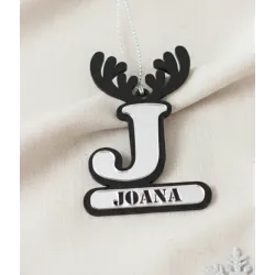 Adorno Reno Personalizado Metacrilato Negro-Plata Espejo