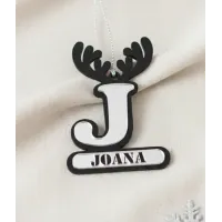 Adorno Reno Personalizado Metacrilato Negro-Plata Espejo