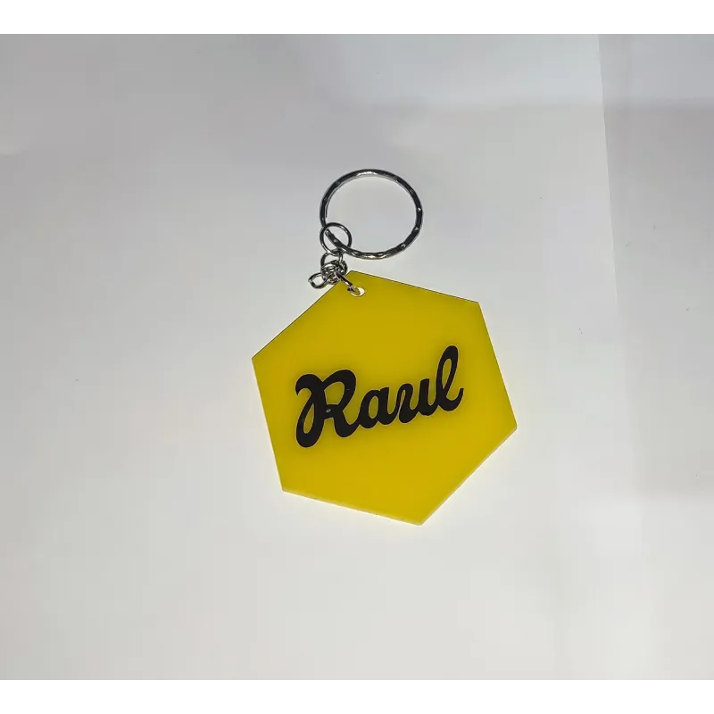Llavero Hexagonal Metacrilato Personalizado - Nombre