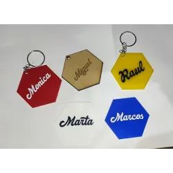 Llavero Hexagonal Metacrilato Personalizado - Nombre