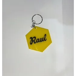 Llavero Hexagonal Metacrilato Personalizado - Nombre