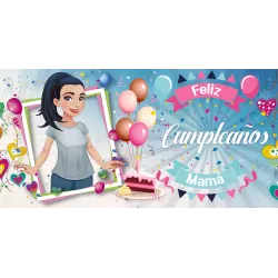 Taza "Feliz Cumpleaños Mamá" Globos| Regalo Original