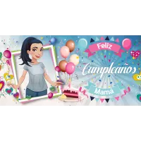 Taza "Feliz Cumpleaños Mamá" Globos| Regalo Original