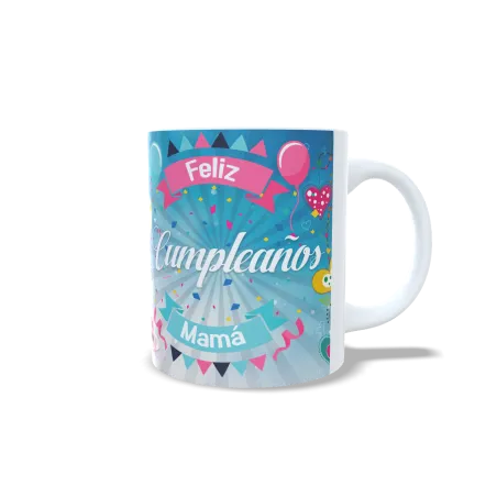 Taza "Feliz Cumpleaños Mamá" Globos| Regalo Original