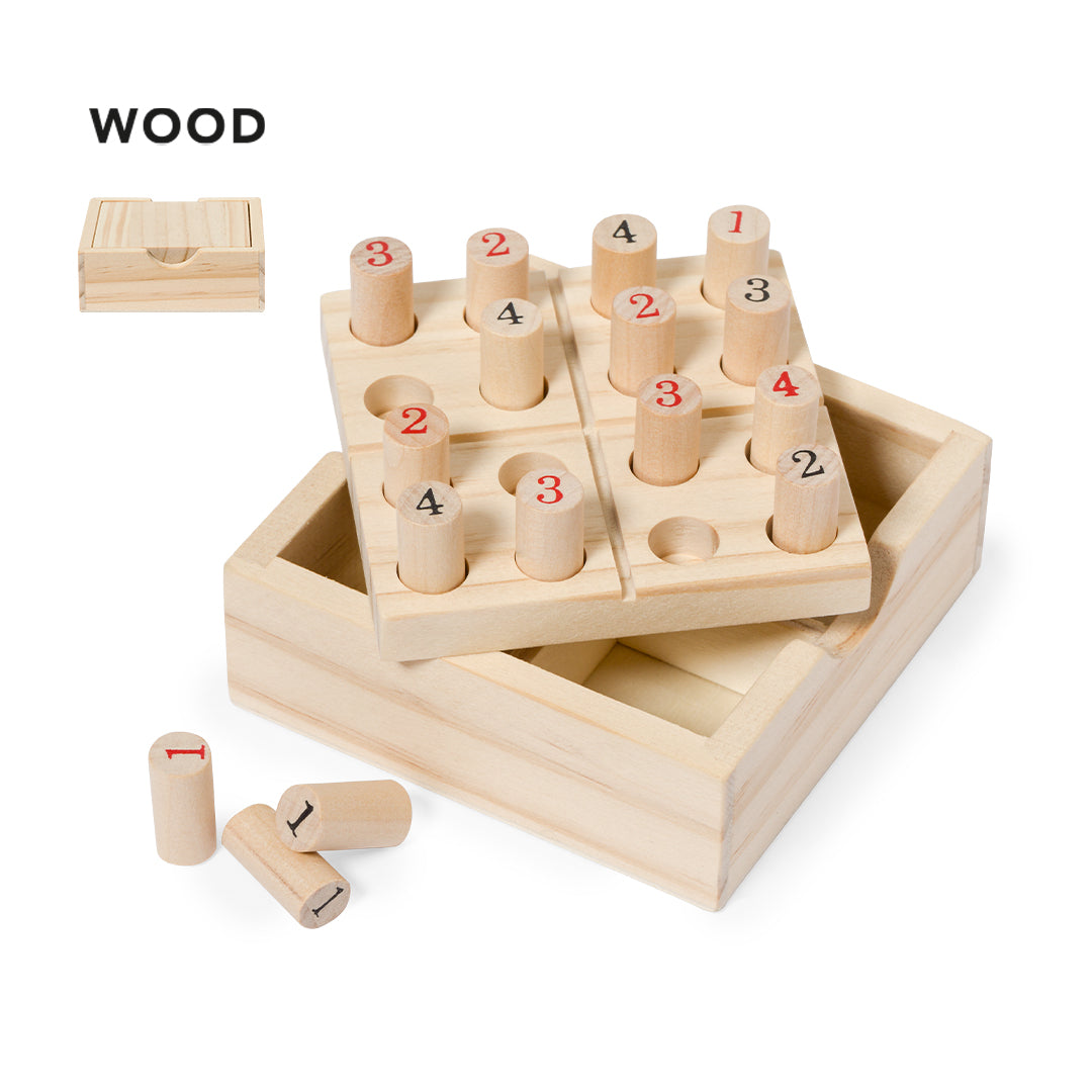 Juego de Sudoku de madera personalizable con grabado láser vista completa