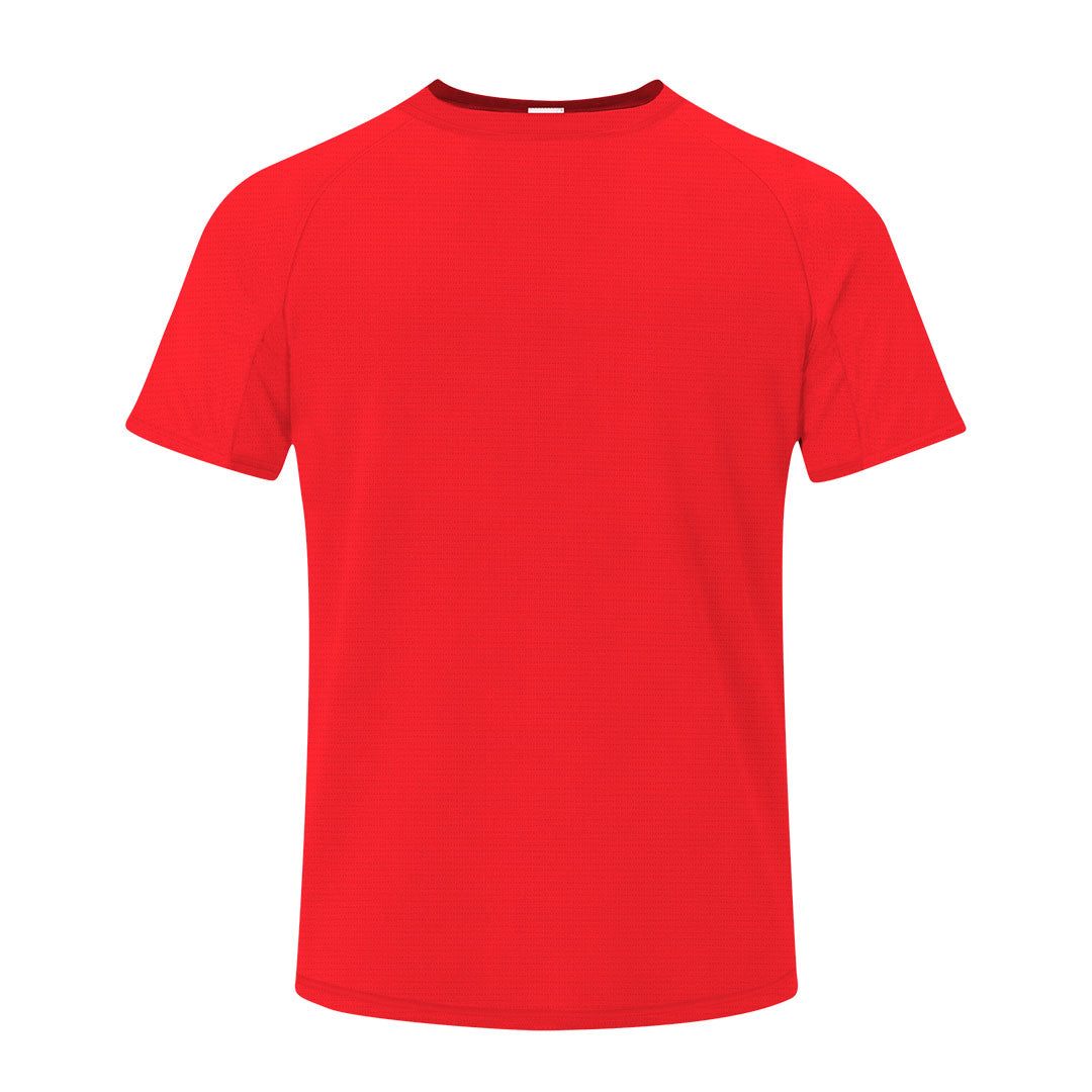 Camiseta adulto roja 100% poliéster transpirable 135g/m² vista frontal