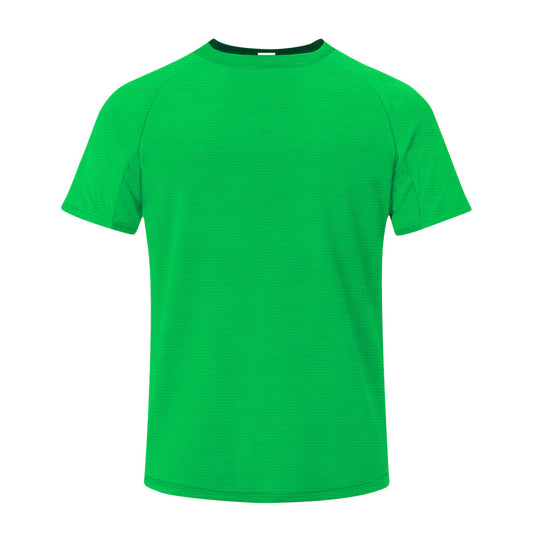 Camiseta adulto verde 100% poliéster transpirable 135g/m² vista frontal