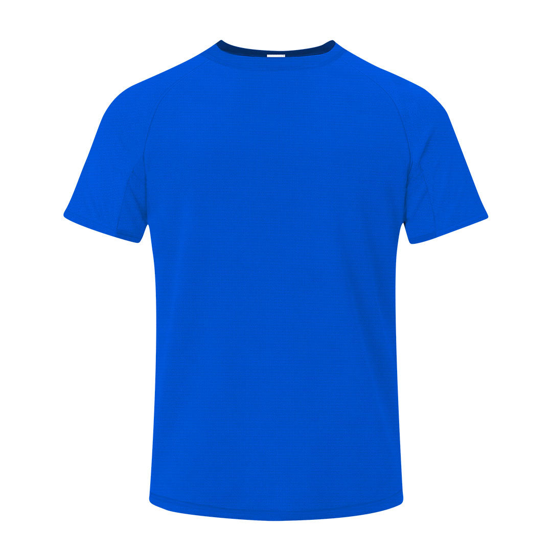 Camiseta adulto azul 100% poliéster transpirable 135g/m² vista frontal
