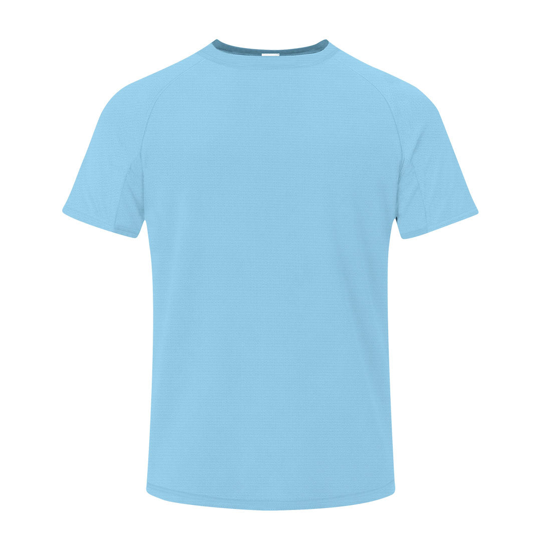 Camiseta adulto azul claro 100% poliéster transpirable 135g/m² vista frontal