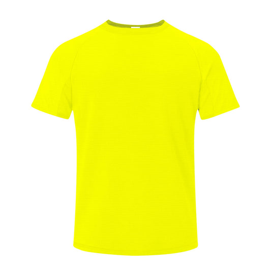 Camiseta adulto amarillo flúor 100% poliéster transpirable 135g/m² vista frontal