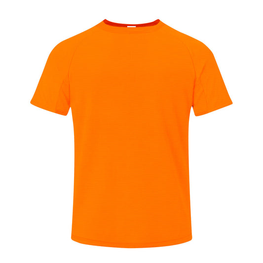 Camiseta adulto naranja flúor 100% poliéster transpirable 135g/m² vista frontal