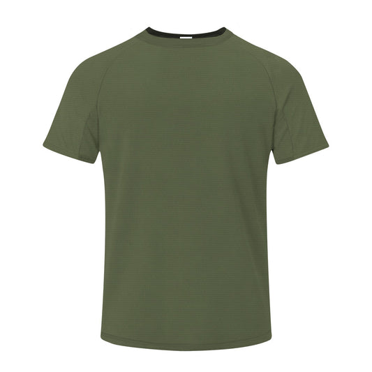 Camiseta adulto verde militar 100% poliéster transpirable 135g/m² vista frontal