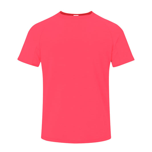 Camiseta adulto rosa flúor 100% poliéster transpirable 135g/m² vista frontal
