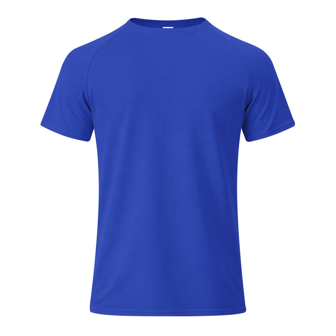 Camiseta niños unisex azul 100% poliéster transpirable 135g/m² vista frontal