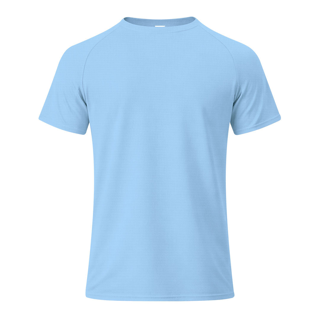 Camiseta niños unisex azul claro 100% poliéster transpirable 135g/m² vista frontal