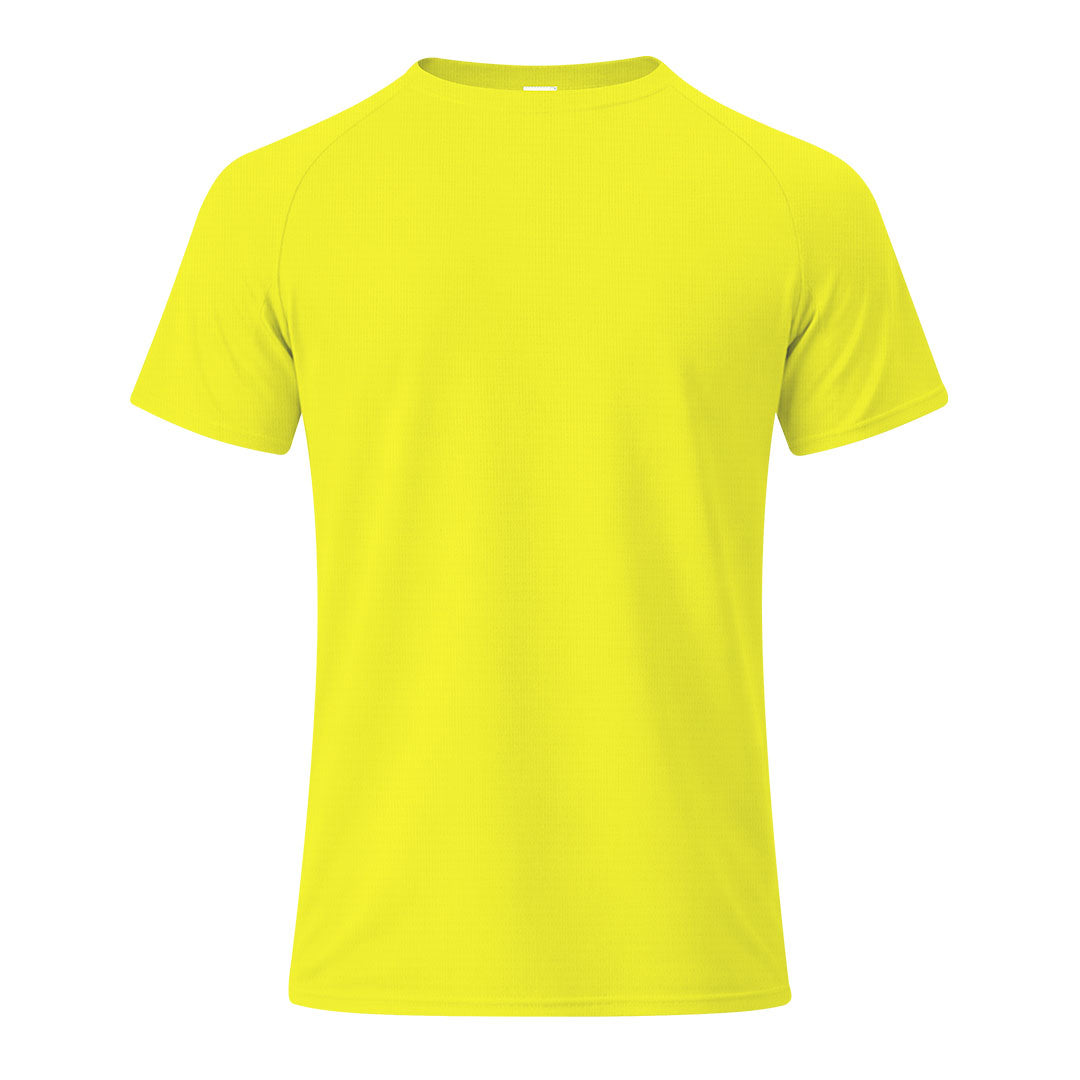 Camiseta niños unisex amarillo flúor 100% poliéster transpirable 135g/m² vista frontal