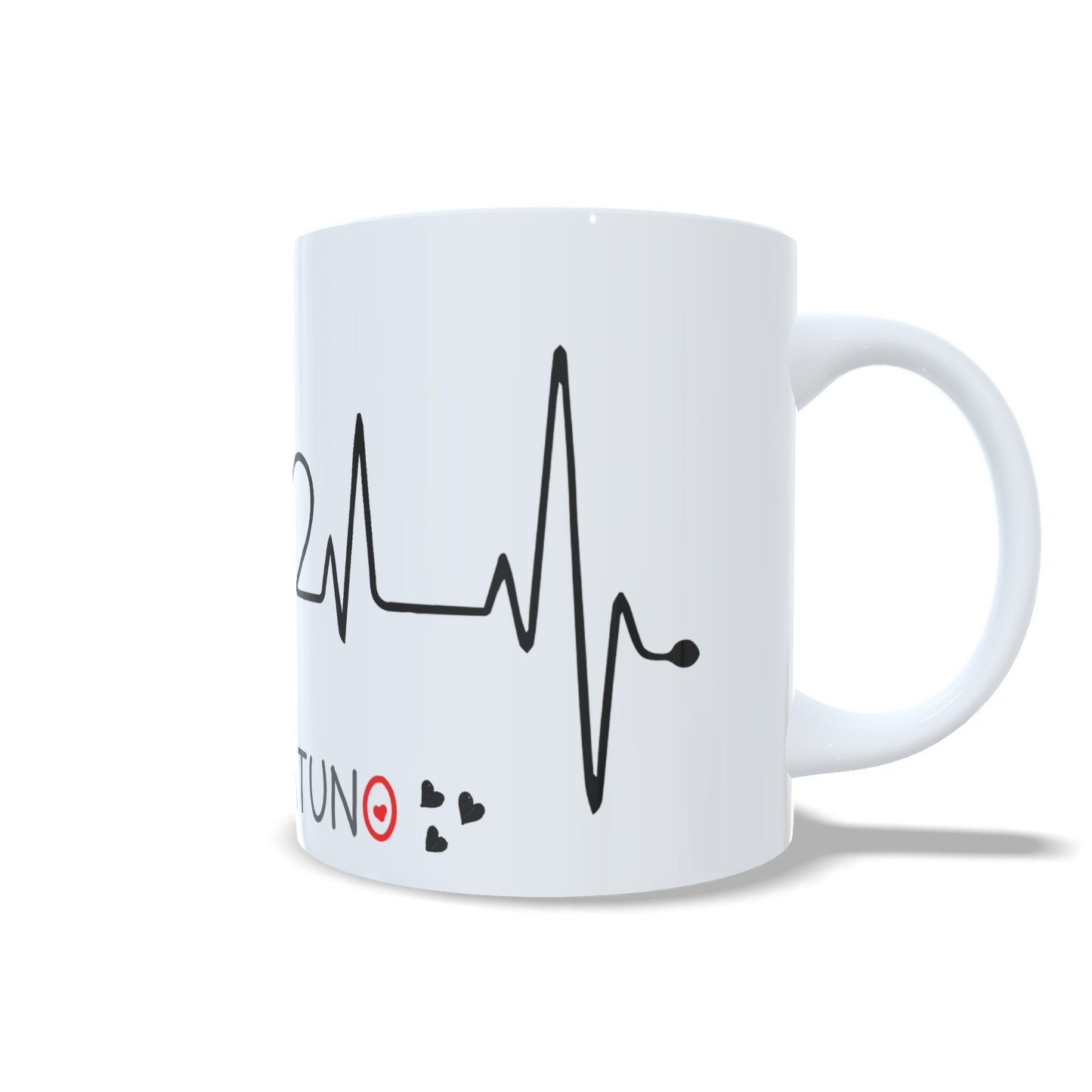 Taza Amor Gatuno - Silueta de Gato con Electrocardiograma