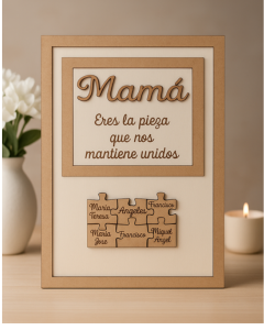 Cuadro Puzzle Mamá de Madera Personalizado con Nombres