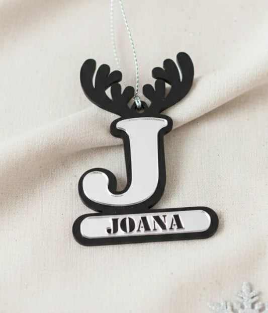 Adorno Árbol de Navidad Personalizado en Metacrilato Negro y Plata