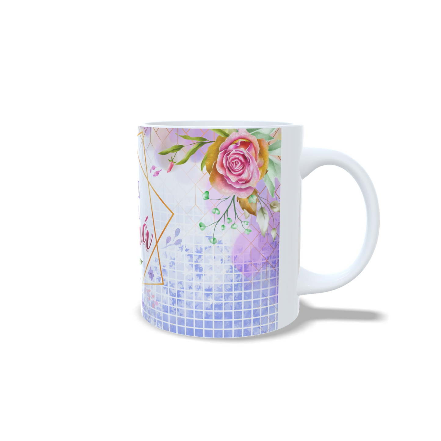Taza personalizada Feliz Día Mamá vista lateral derecha