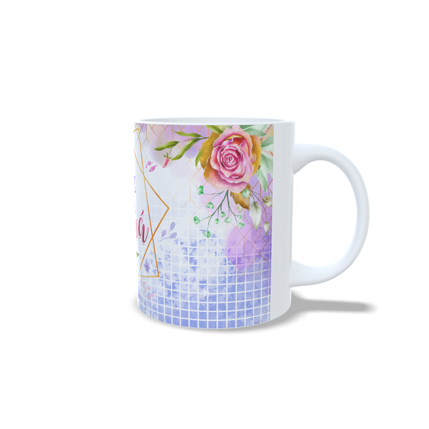 Taza personalizada Feliz Día Mamá vista lateral derecha